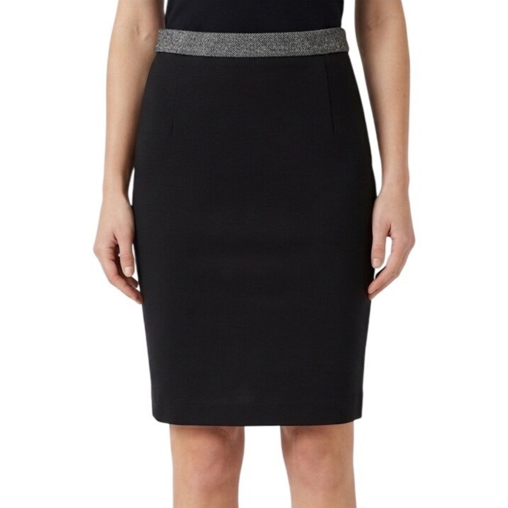 Paul‎ Smith Pencil Skirt Women 42 Black Contrast Waistband Milano Jersey Italy